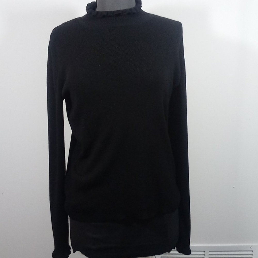 Black Ruffle Turtle Neck Long Sleeve - image 1